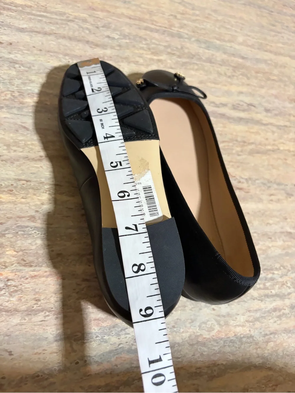 Tory Burch Laila Driver Black Leather Bow Ballet Flats with Gold Logo Charms